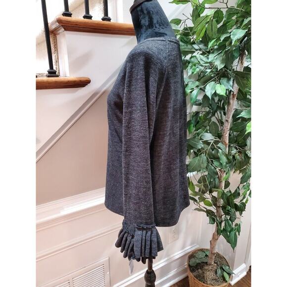 Hannah Women Solid Gray Polyester Round Neck Long Sleeve Casual Top Shirt Size M - Picture 8 of 12